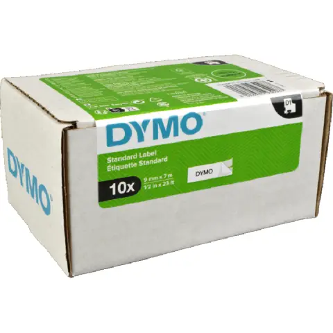 Dymo taśma do drukarek etykiet, D1 40913 | 9mm x 7m | czarny / biały | 10 sztuk
